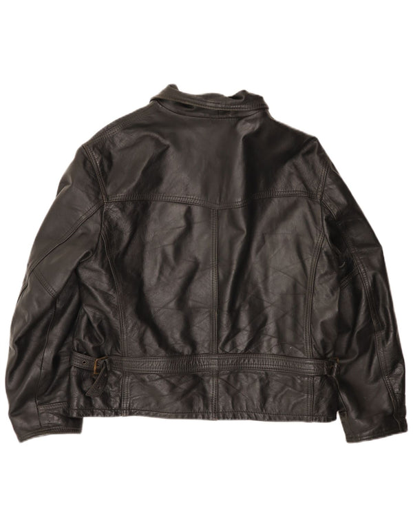 Винтажная мужская кожаная куртка UK 42 XL, черная кожа