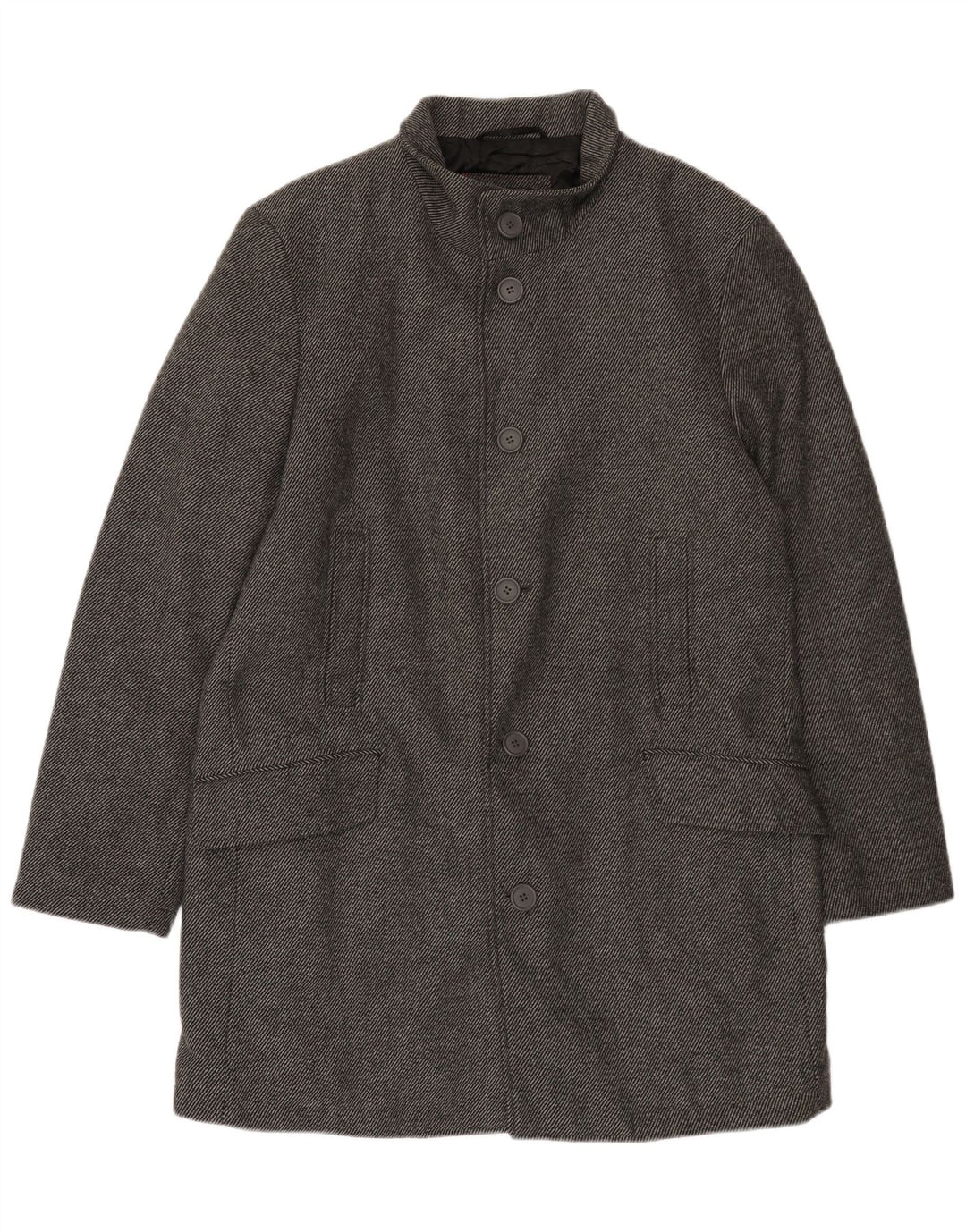 Мужское пальто Bruno Banani UK 44 2XL серое шерстяное в тонкую полоску