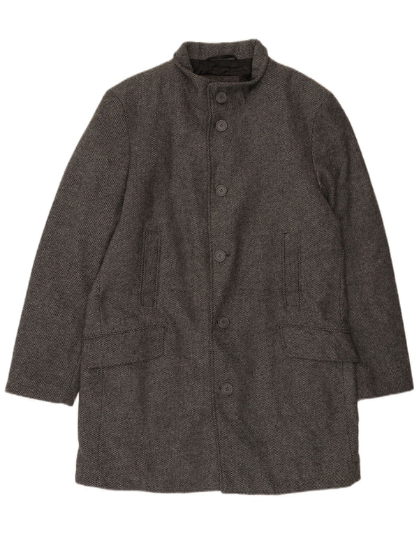 Мужское пальто Bruno Banani UK 44 2XL серое шерстяное в тонкую полоску