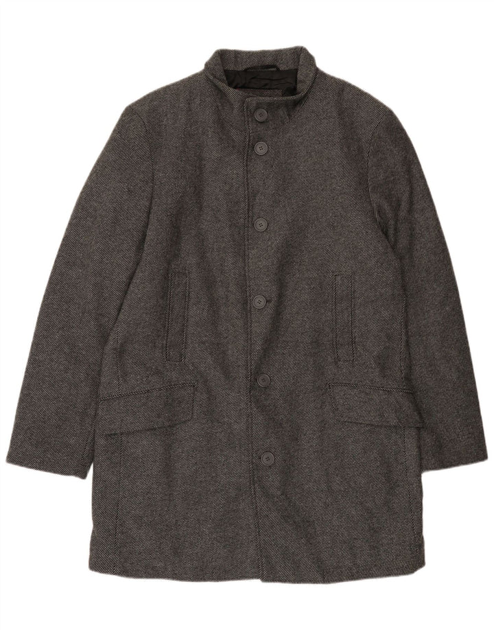 Мужское пальто Bruno Banani UK 44 2XL серое шерстяное в тонкую полоску
