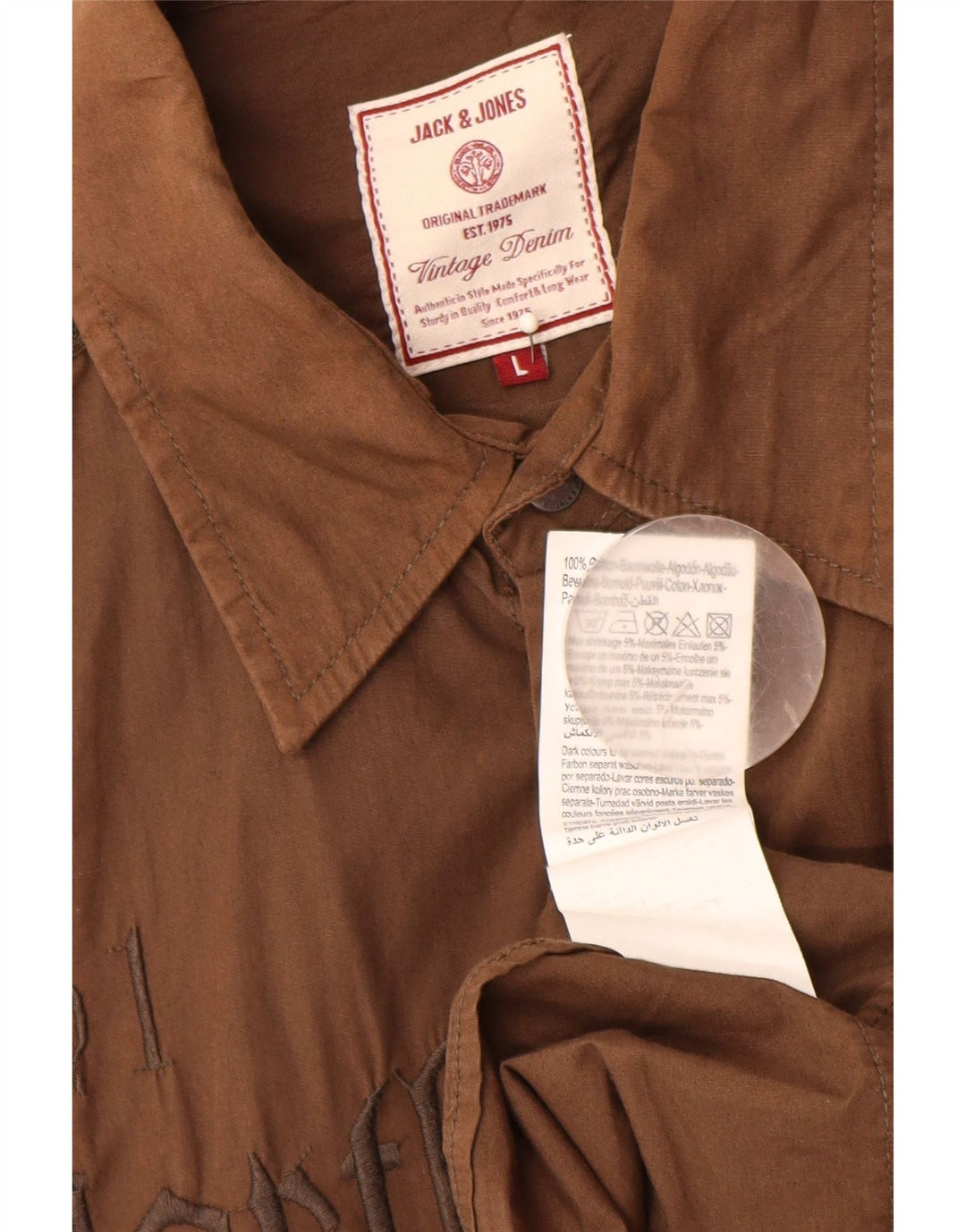 Мужская рубашка с рисунком Jack & Jones, большой размер, коричневый хлопок