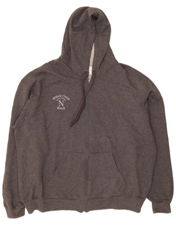 Мужской свитер с капюшоном на молнии Champion 2XL, серый хлопок