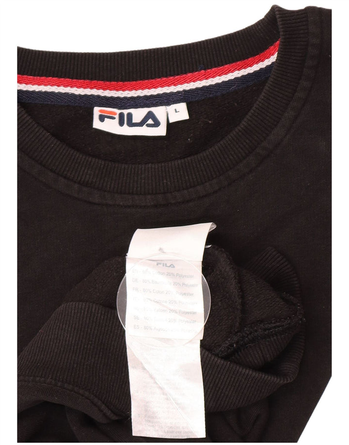 Мужской толстовка с рисунком Fila, большой черный хлопковый джемпер