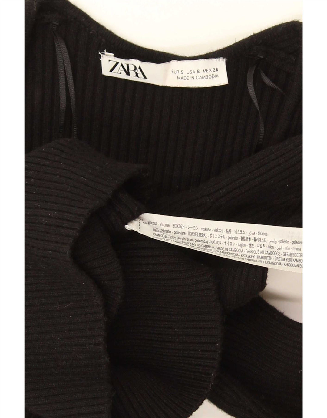Женский укороченный топ Zara UK 8, маленький, черный, вискоза
