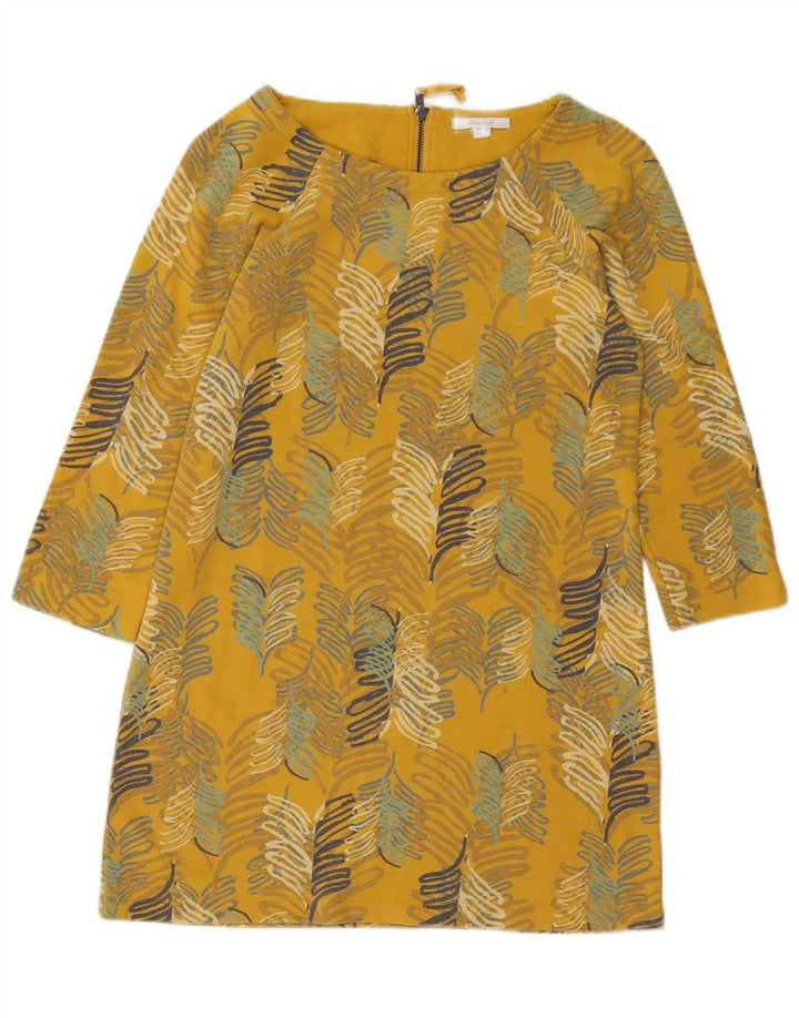 Женское платье прямого кроя с рукавами 3/4 WHITE STUFF, Великобритания, 10 штук, маленькое желтое хлопковое платье с цветочным принтом