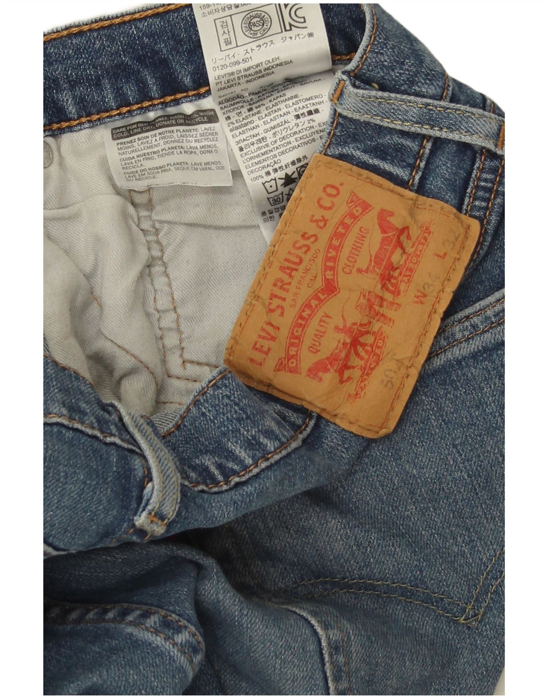 Мужские зауженные джинсы Levi's 502 W34 L32 синие, хлопок