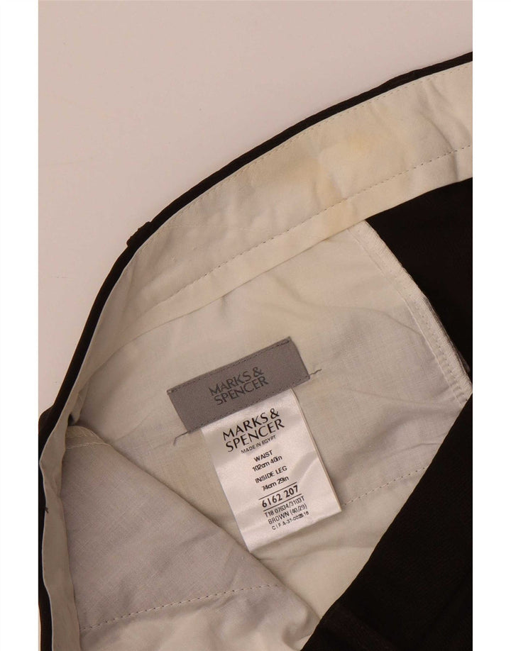 Мужские прямые костюмные брюки Marks & Spencer W40 L29 коричневые из полиэстера