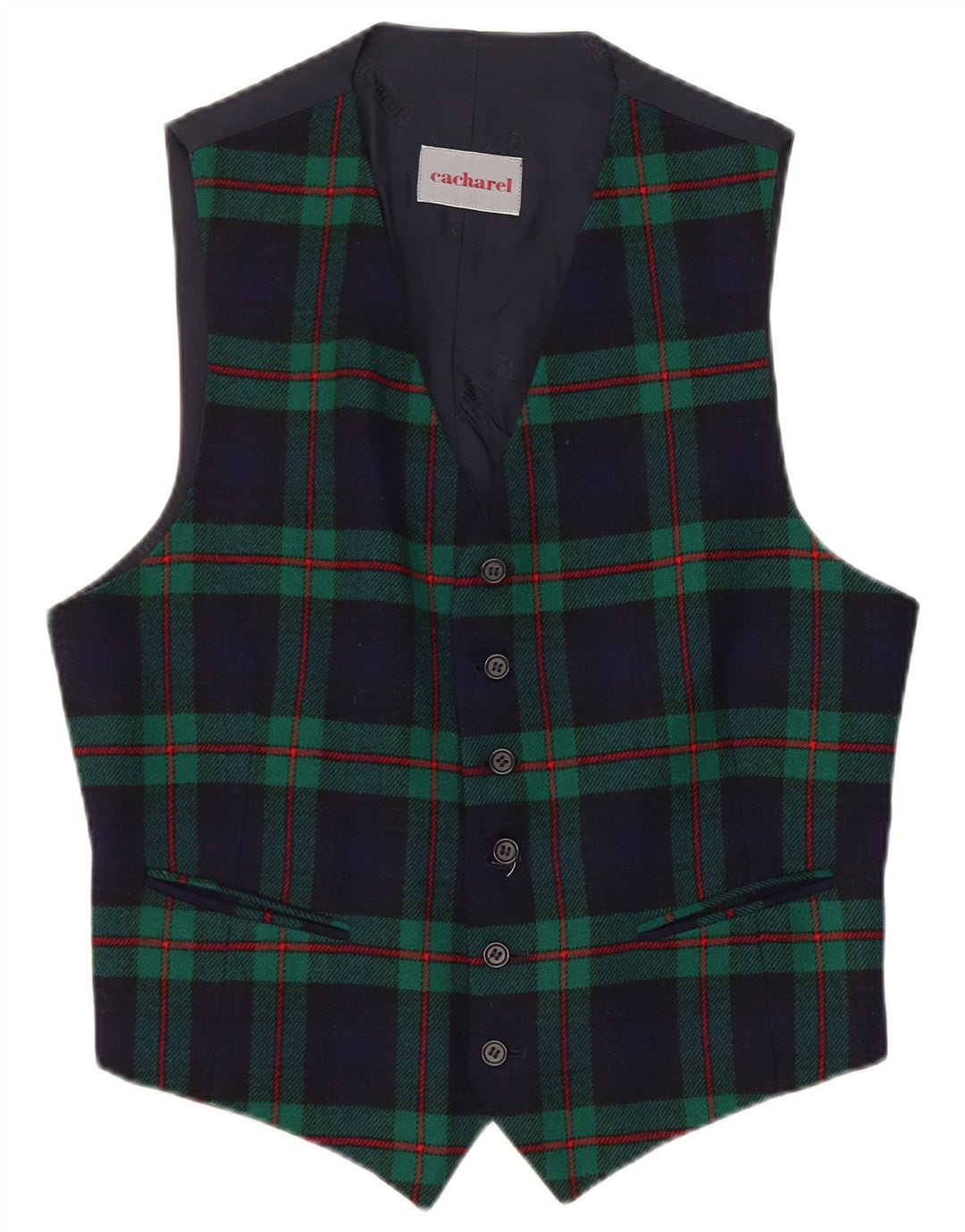 Мужской жилет Cacharel IT 50 Medium Navy Blue Check Wool