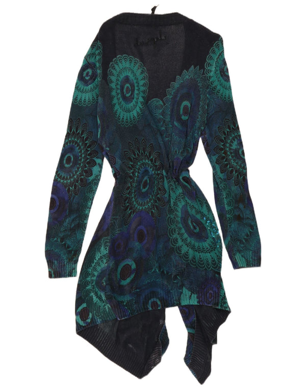 Женский удлиненный кардиган Desigual, большой темно-синий с узором пейсли