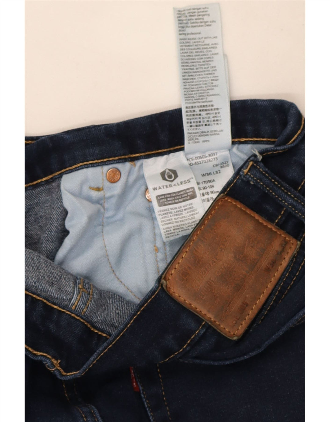 Мужские прямые джинсы Levi's 505 W36 L32 темно-синие, хлопок