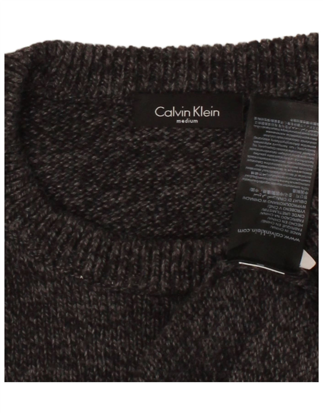 CALVIN KLEIN Mens Crew Neck Jumper Sweater Medium Grey Flecked Cotton Vintage Calvin Klein and Second-Hand Calvin Klein from Messina Hembry 