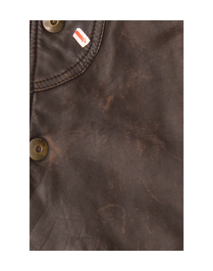 MARCOS Мужское кожаное пальто IT 50 Большое Коричневое Кожаное