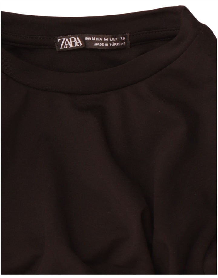 Женское платье макси с длинным рукавом ZARA UK 12, средний черный