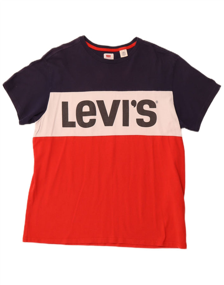 Мужская футболка с рисунком LEVI'S, большой разноцветный хлопок с цветными блоками