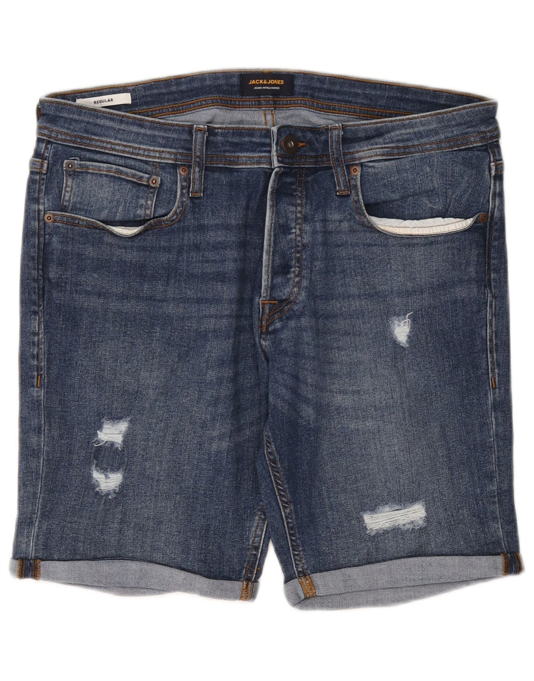 Мужские джинсовые шорты Jack & Jones Regular с потертостями, большие размеры W36, синие, хлопок