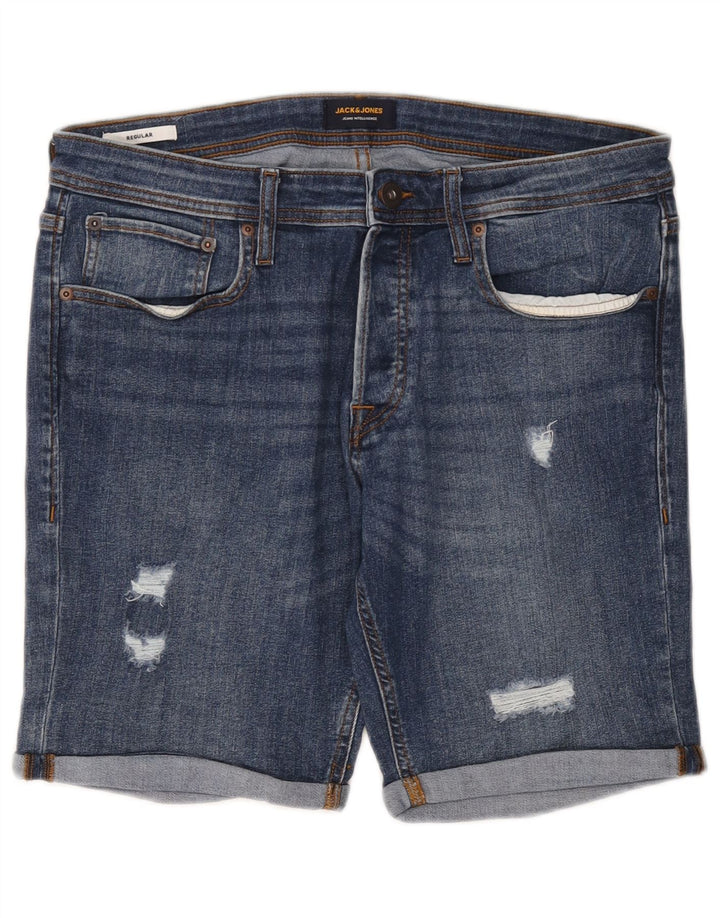 Мужские джинсовые шорты Jack & Jones Regular с потертостями, большие размеры W36, синие, хлопок