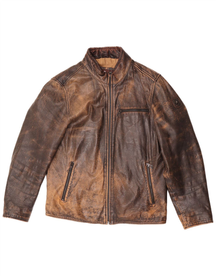 Мужская кожаная куртка Milestone UK 40, большая коричневая кожа ягненка