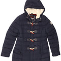 Женская утепленная куртка Superdry с капюшоном UK 14, большой темно-синий полиэстер