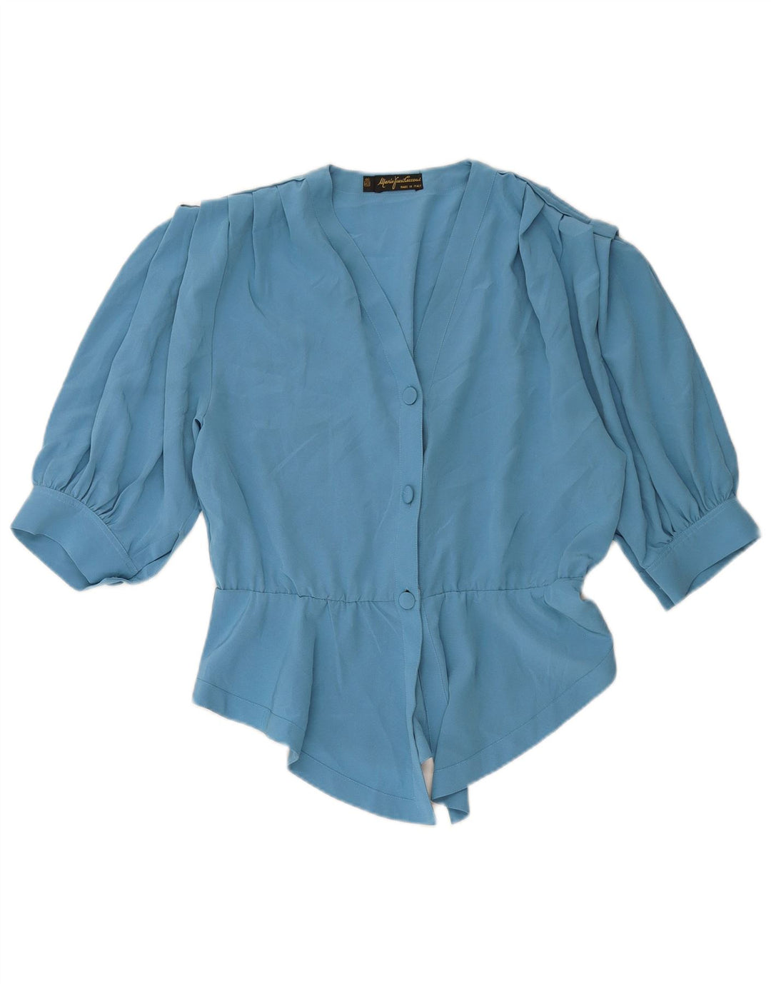 MARIO PUCCI CECCONI Женская рубашка-рубашка с коротким рукавом IT 42 Средний синий