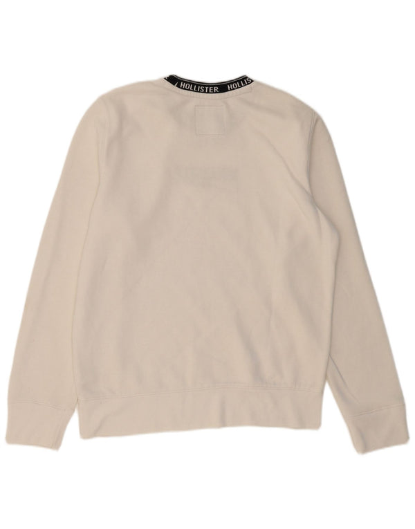 HOLLISTER Мужской свитер с рисунком, джемпер среднего размера, белый хлопок, хлопок