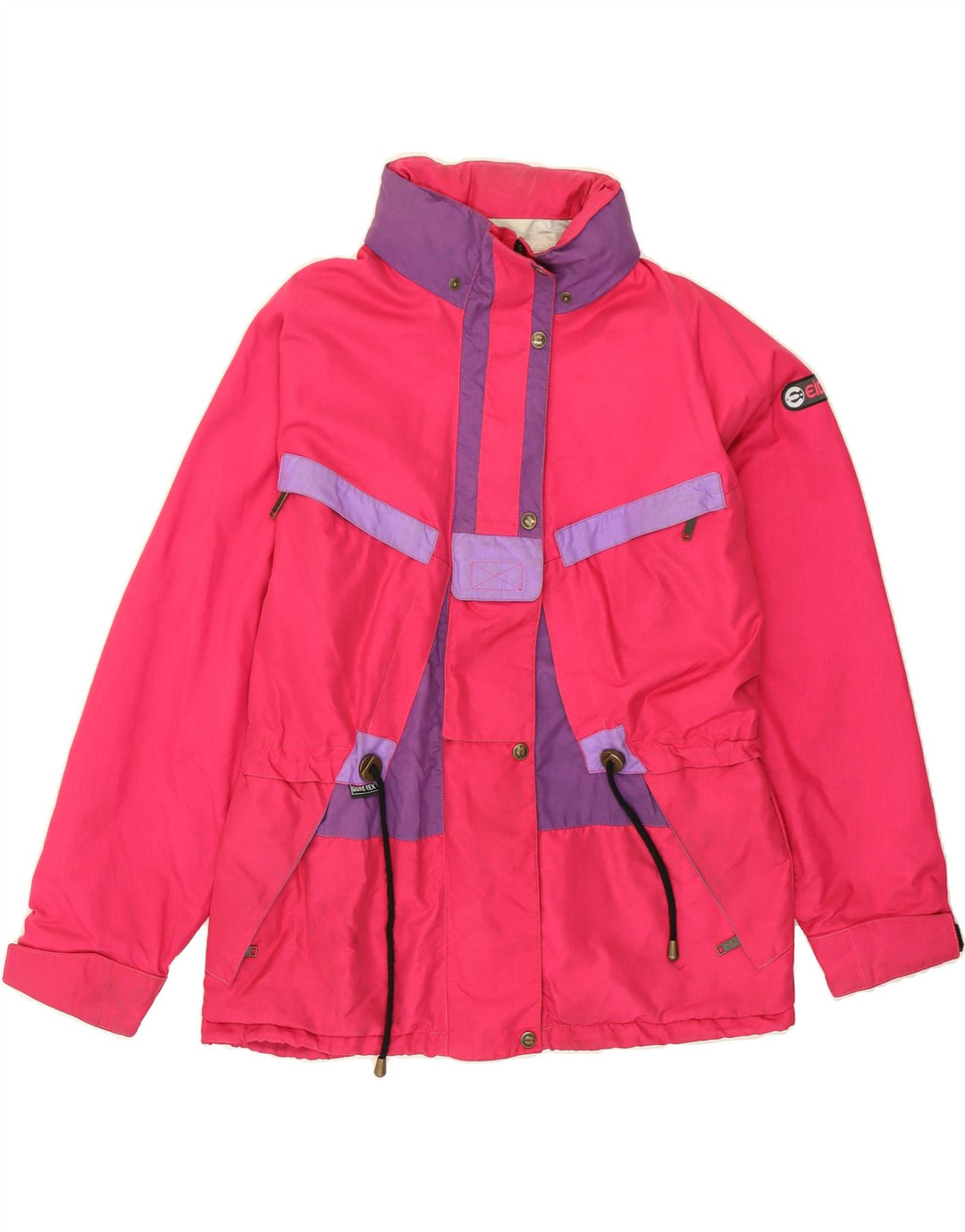EIDER Womens Gore-Tex Hooded Rain Jacket UK 16 Large Pink Colourblock Vintage Eider and Second-Hand Eider from Messina Hembry 