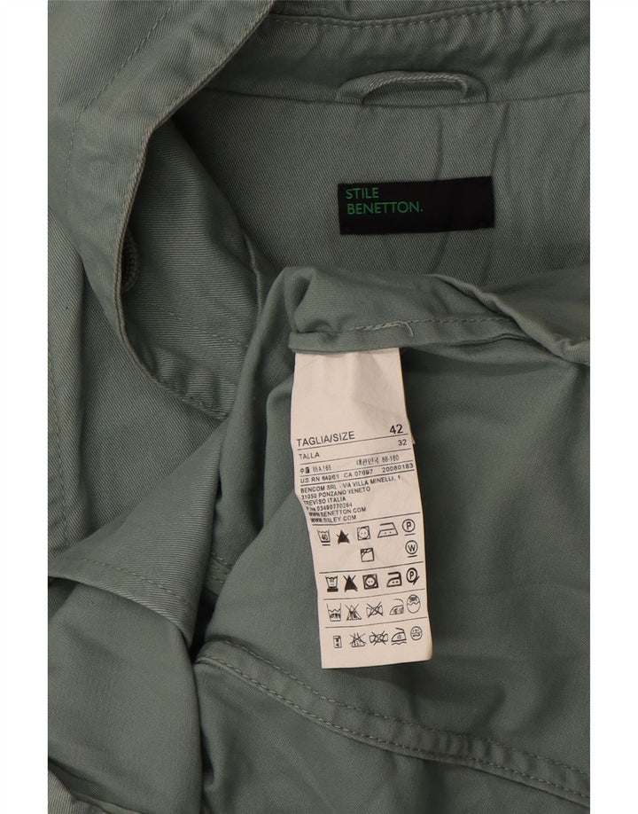 Женская парка Benetton с капюшоном IT 42, средний зеленый хлопок
