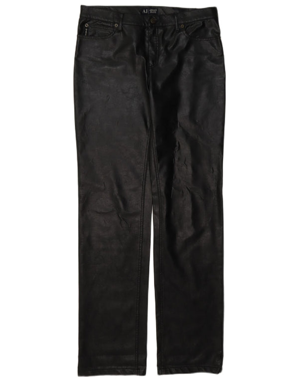 Женские кожаные брюки Armani W30 L35 черные