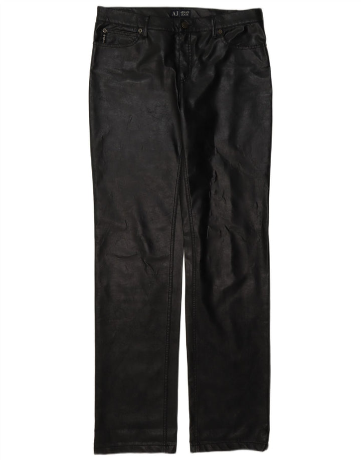 Женские кожаные брюки Armani W30 L35 черные