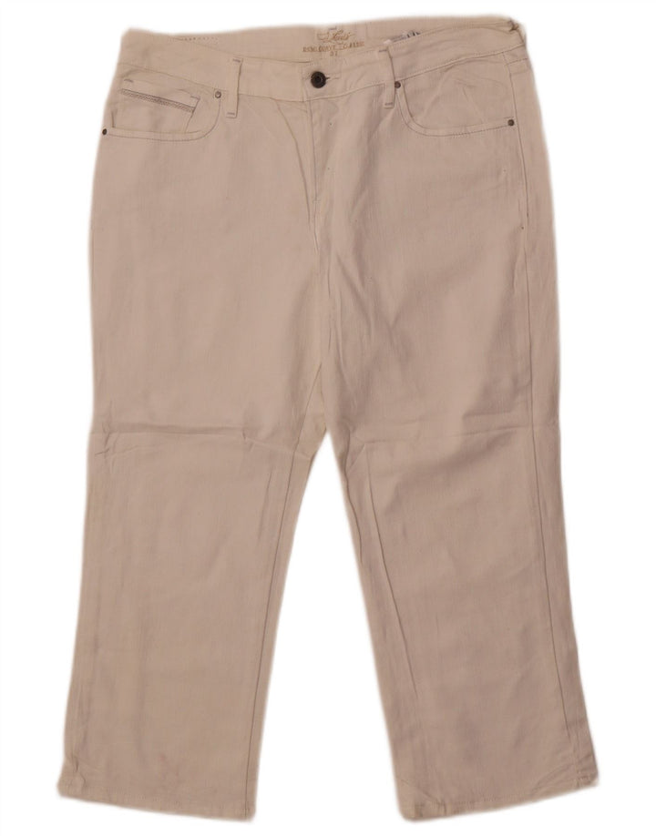 Женские джинсы-капри Levi's США 12, большие размеры W32 L22, белый хлопок