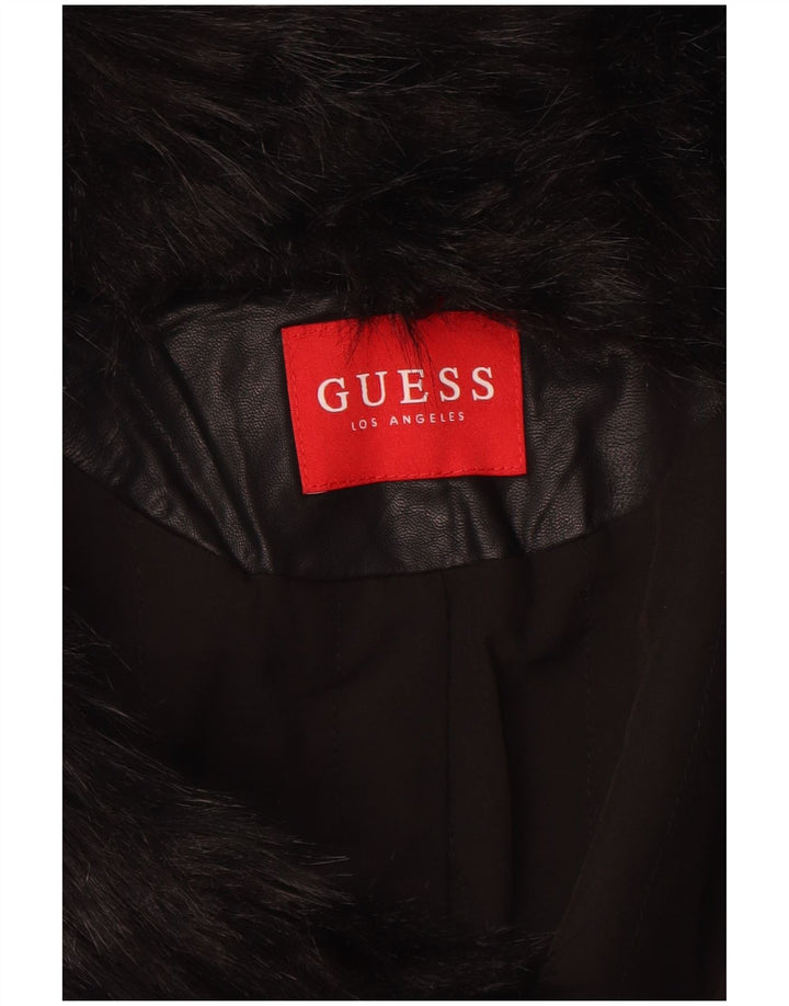 Женская байкерская куртка из искусственной кожи GUESS UK 6 XS, черный полиуретан