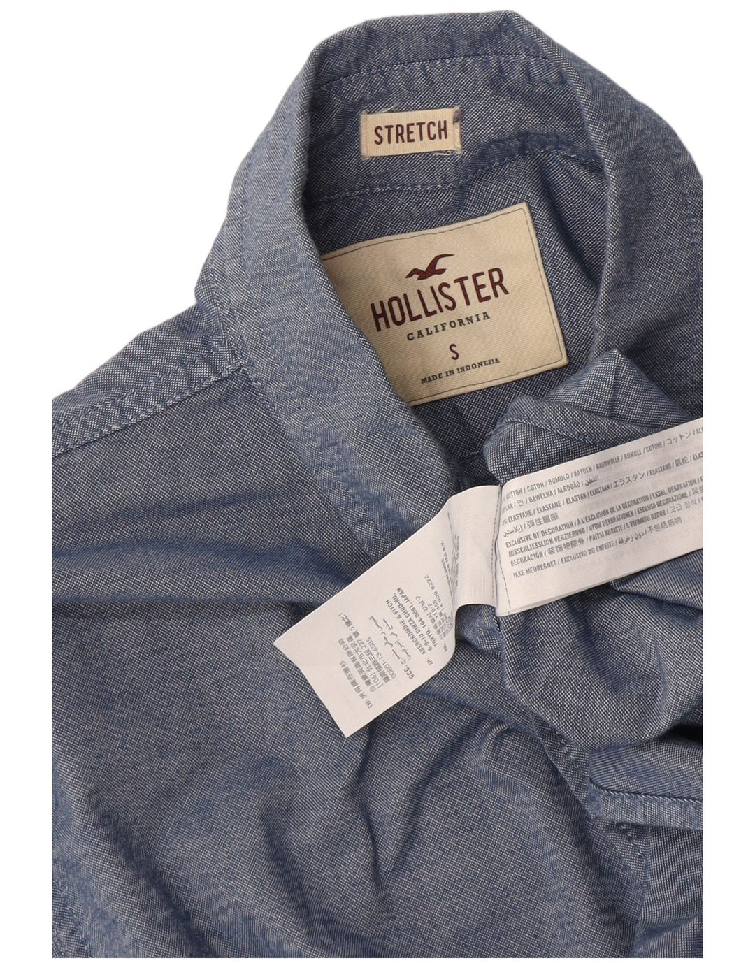 Мужская рубашка Hollister, маленькая синяя, хлопок
