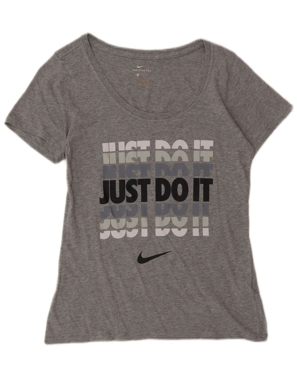 Женская футболка спортивного кроя с рисунком Nike Top UK 6 XS, серый хлопок с крапинками