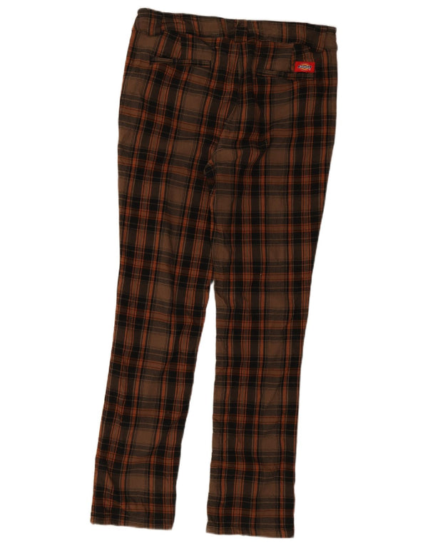 Женские брюки чинос скинни Dickies, размер США 13, большие W34 L30, коричневый вискоза в клетку