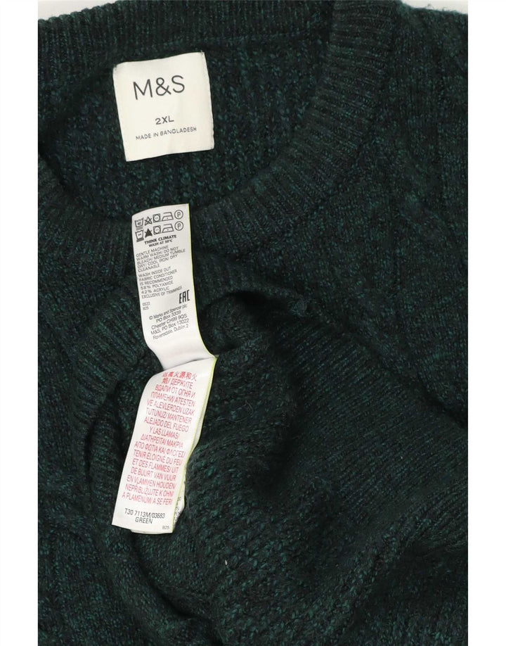 Мужской джемпер с круглым вырезом Marks & Spencer 2XL, зеленый полиамид