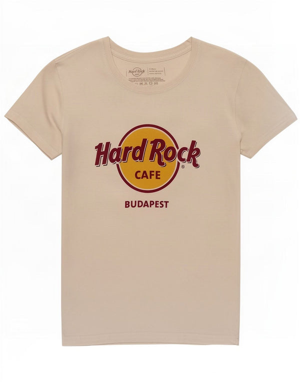 Мужская футболка с рисунком Hard Rock Cafe Будапешт, топ XS, белый хлопок