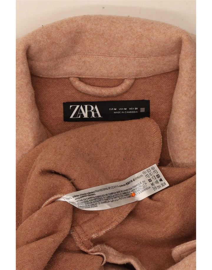 Женская куртка оверсайз Zara Shacket UK 14, полиэстер среднего розового цвета