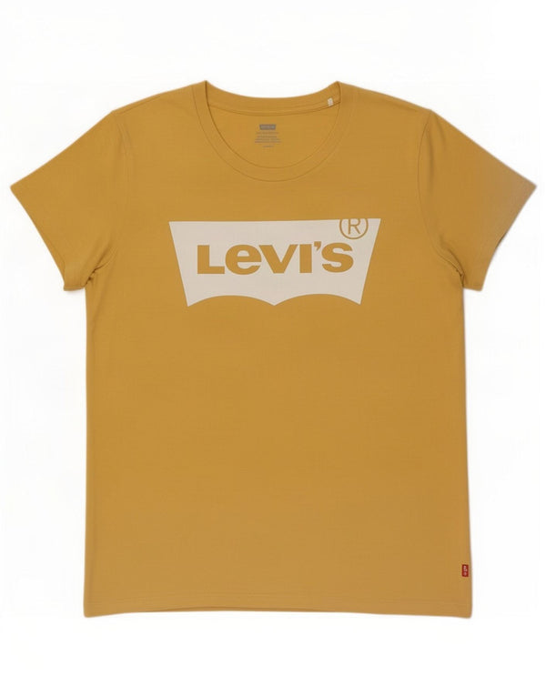 Levi's Womens Oversized Graphic T-Shirt Top UK 10 Small Yellow Cotton