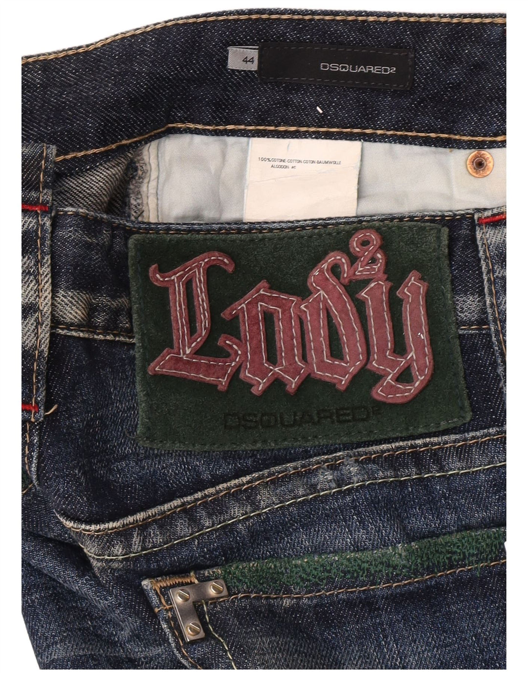 Dsquared2 Женские прямые джинсы Super Low IT 44 Medium W32 L35 Синие пятнистые