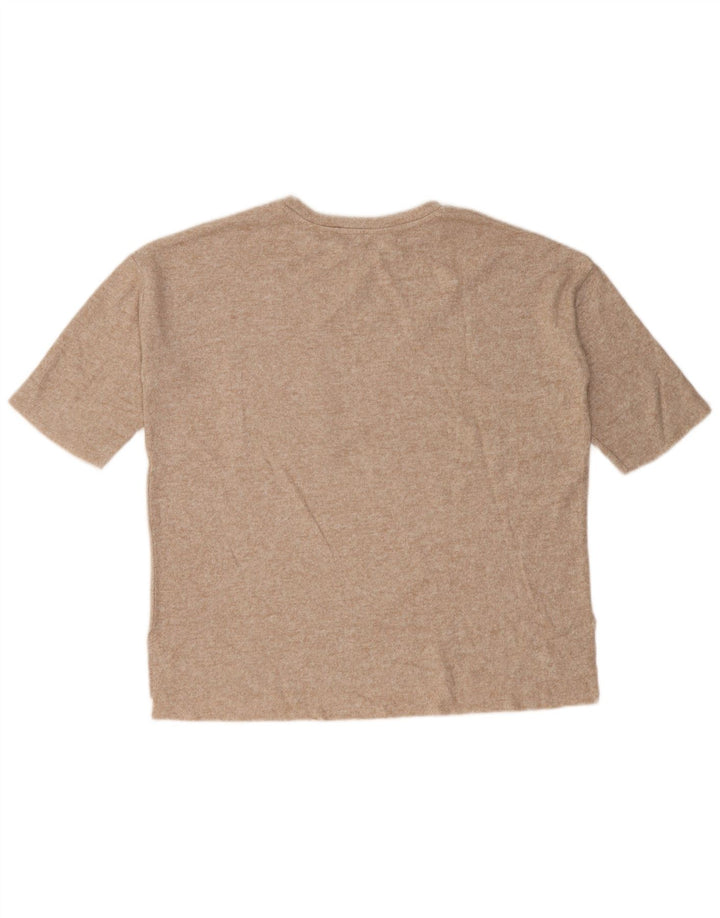 Женская футболка оверсайз Zara Top UK 10, маленькая, бежевая