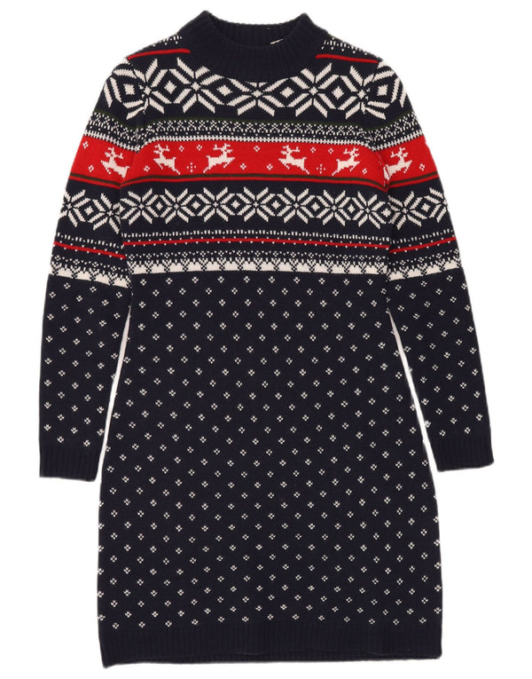 Женское платье-джемпер MANGUUN UK 12, средний темно-синий, акрил Fair Isle