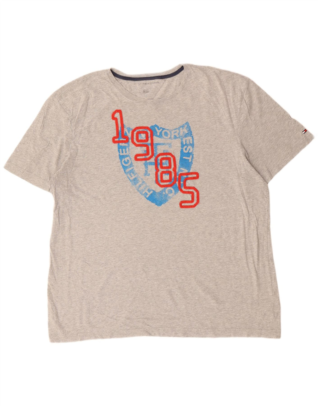 TOMMY HILFIGER Мужская футболка с рисунком Топ XL Серый хлопок