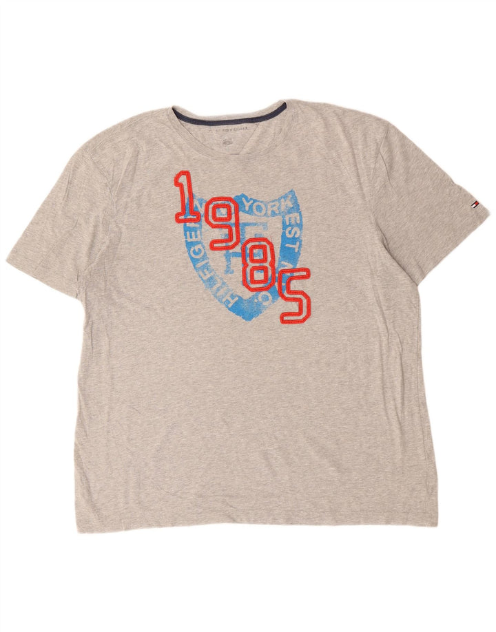 TOMMY HILFIGER Мужская футболка с рисунком Топ XL Серый хлопок