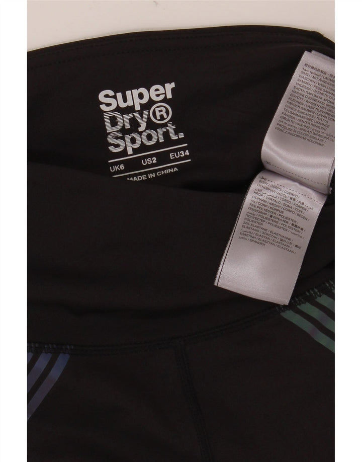 Женские леггинсы с рисунком SUPERDRY UK 6, маленькие черные из полиэстера