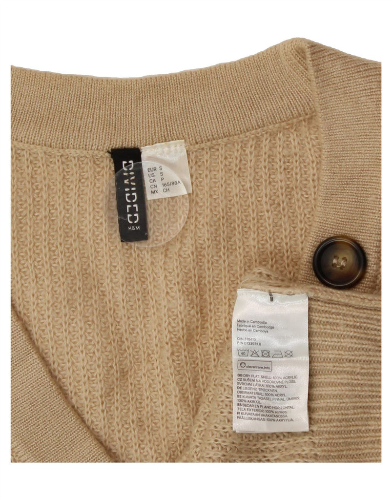 H&M Womens Oversized Crop V-Neck Jumper Sweater UK 10 Small Beige Acrylic Vintage H&M and Second-Hand H&M from Messina Hembry 