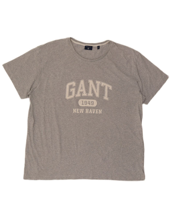 Мужская футболка с рисунком Gant, топ 4XL, серый хлопок с крапинками