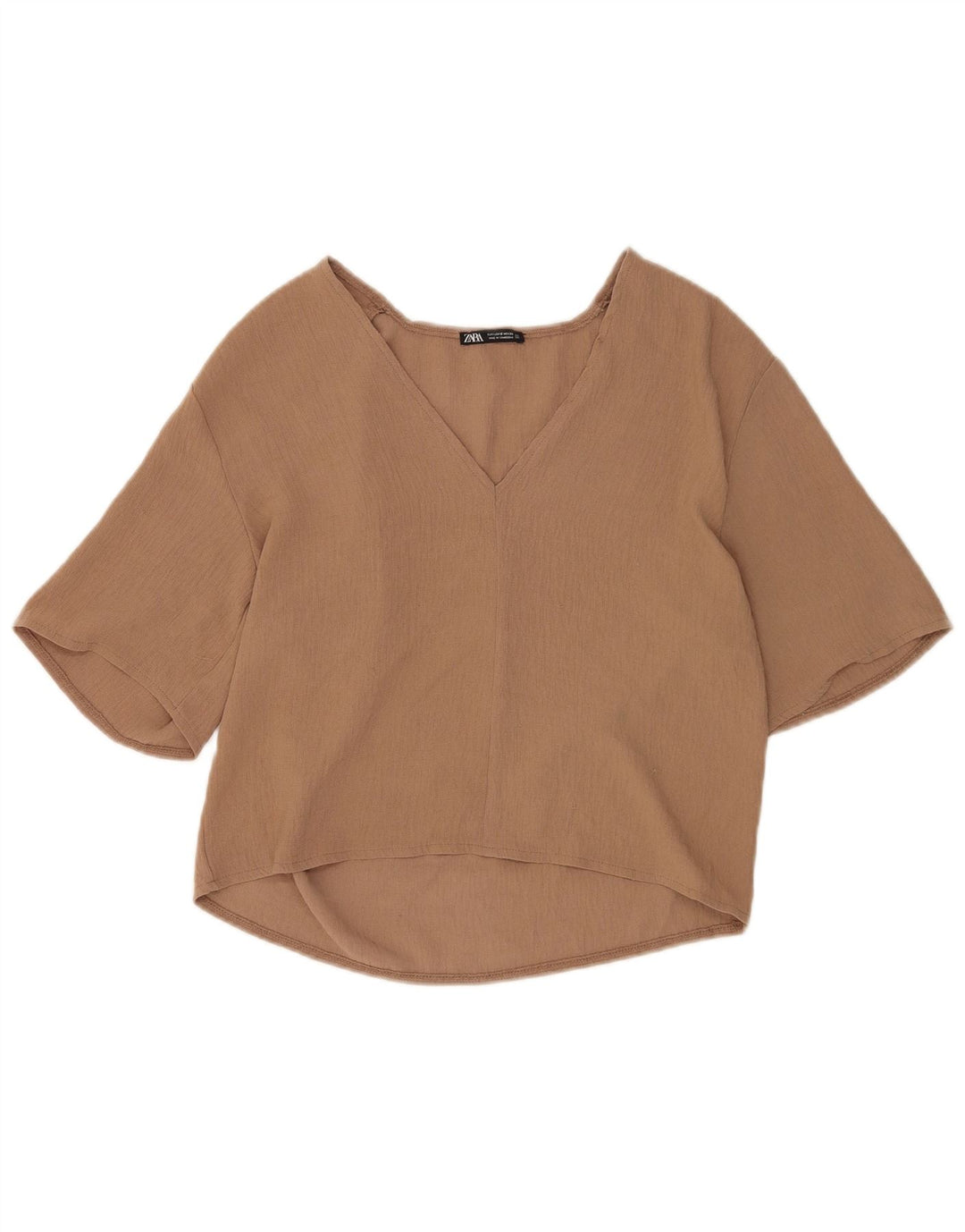 Женская блузка с рукавом 1/2 Zara UK 10, маленький коричневый цвет