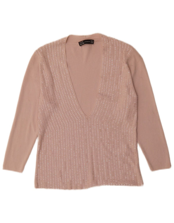 Женская блузка Zara Top UK 14, большой розовый вискоза