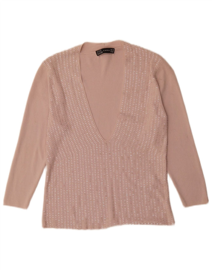 Женская блузка Zara Top UK 14, большой розовый вискоза