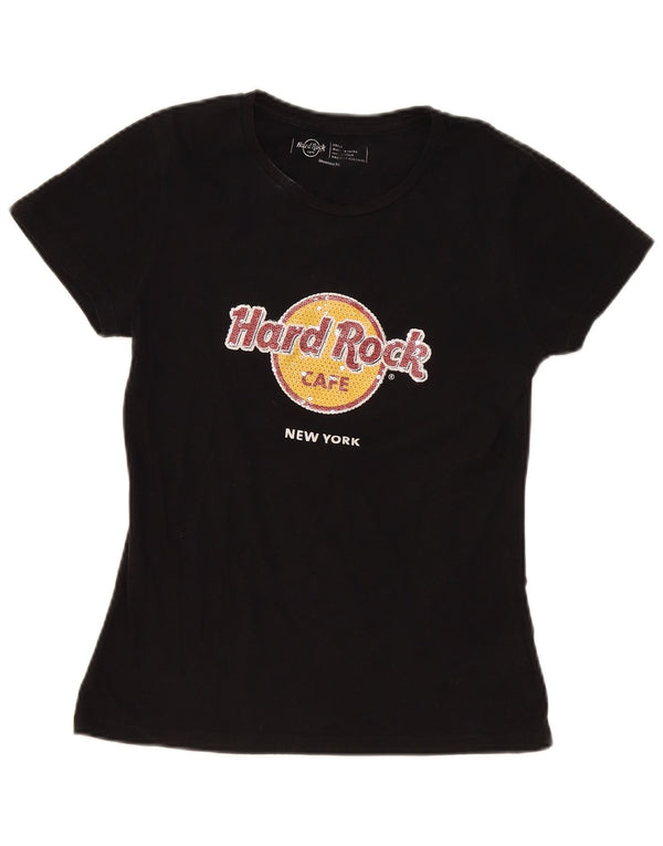 Женская футболка с рисунком Hard Rock Cafe New York Top UK 10, маленькая, черный хлопок