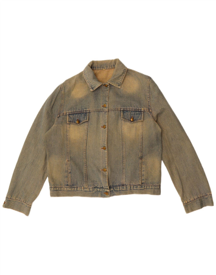 Винтажная женская джинсовая куртка UK 16, большая синяя